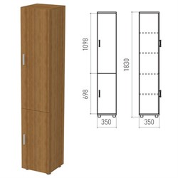 Шкаф закрытый "Канц", 350х350х1830 мм, цвет орех пирамидальный (КОМПЛЕКТ) - фото 13750656