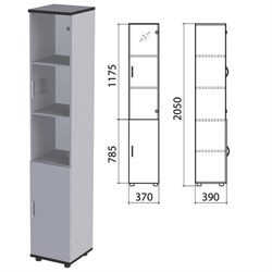 Шкаф закрытый со стеклом "Монолит", 370х390х2050 мм, цвет серый (КОМПЛЕКТ) - фото 13750700