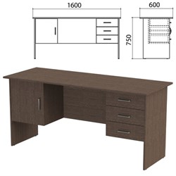 Стол письменный "Канц", 1600х600х750 мм, 2 тумбы, комбинированный, цвет венге (КОМПЛЕКТ) - фото 13750796