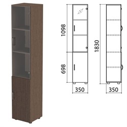 Шкаф закрытый со стеклом "Канц", 350х350х1830 мм, цвет венге (КОМПЛЕКТ) - фото 13750842