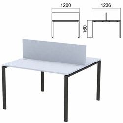 Стол письменный 2-МЕСТНЫЙ на металлокаркасе "Арго", 1200х1236х760 мм, серый (КОМПЛЕКТ) - фото 13750959