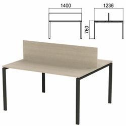 Стол письменный 2-МЕСТНЫЙ на металлокаркасе "Арго", 1400х1236х760 мм, ясень шимо (КОМПЛЕКТ) - фото 13750963