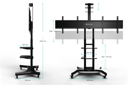 ONKRON мобильная стойка для двух ТВ 40"-65", макс 105.9кг, чёрная TS1881DV - фото 13755131