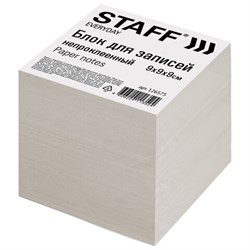 Блок для записей STAFF, непроклеенный, куб 9х9х9 см, белизна 70-80%, 126575 - фото 13764247