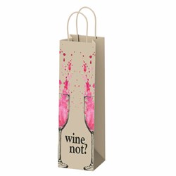 Крафт-пакет бумажный "Wine not?" 15х8х39 см, с кручеными ручками, плотность 80 г/м2, 115809 - фото 13764586