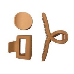 Крабы для волос НАБОР 3 шт., 4 см / 5 см / 11 см, soft touch, коричневый, MONTE VITA, 457031 - фото 13768860