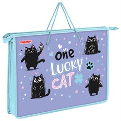 Папка на молнии с ручками ПИФАГОР А4, 1 отделение, пластик, ручки-шнурок, "Funny cats", 273353 - фото 14225163