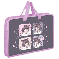 Папка на молнии с ручками ЮНЛАНДИЯ А4, 1 отделение, пластик, ширина 45 мм, "Anime dreamer", 273357 - фото 14225167