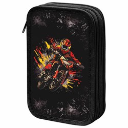 Пенал ЮНЛАНДИЯ, 2 отделения, ламинированный картон, конгрев, 19х11 см, "Fire moto", 273496 - фото 14225256