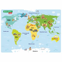 Настольное покрытие BRAUBERG KIDS, А3+, пластик, 46x33 см, "Кот-энтузиаст изучает Мир", 273619 - фото 14225264