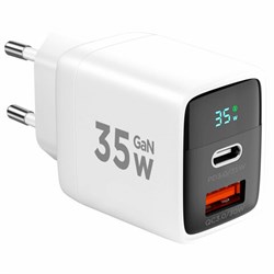 Зарядное устройство сетевое (220В) CABLEXPERT, дисплей, 35 Вт GaN, QC4/PD3, 1хUSB, 1хType-C, MP3A-PC-52 - фото 14225436