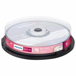 Диски DVD-R PHILIPS, 4,7 Гб, 16x, Cake Box (упаковка на шпиле), КОМПЛЕКТ 10 шт., DM4S6B10F/97 - фото 14684095