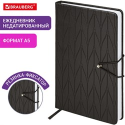 Ежедневник недатированный А5 138х213 мм, BRAUBERG "Braided", под кожу, гвоздик 160 л., черный, 116595 - фото 14691353