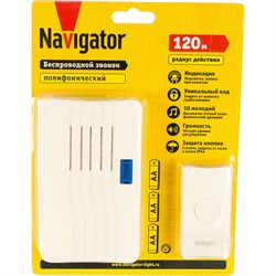 Электрический звонок Navigator 61 274 NDB-D-DC04-1V1-WH - фото 14692886