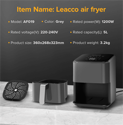 Аэрогриль LEACCO AF010 Air Fryer Black - фото 14700386