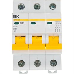 Автомат IEK ВА47-29 3п, C, 40А, 4.5кА - фото 14716295