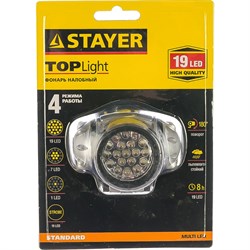 Налобный светодиодный фонарь STAYER STANDARD - фото 14735277