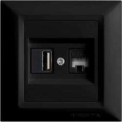 Розетка для USB + сетевого кабеля LAN Vesta Electric Roma - фото 14759614
