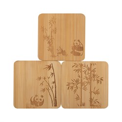 Набор из 3 подставок под горячее из бамбука Mallony foresta di bambu, р-р: 10x10x0,8 см - фото 14767763