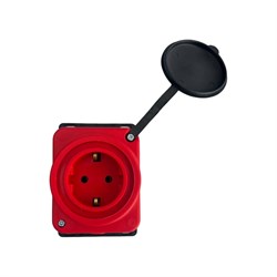 Каучуковая кабельная колодка NVO 1 гнездо с крышкой и заземлением 16А IP44 красная 4403 - фото 14776500