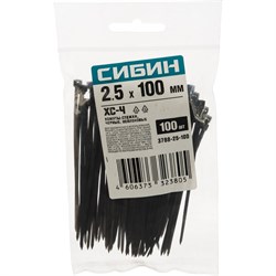 Нейлоновые хомуты-стяжки СИБИН 3788-25-100 - фото 14787603