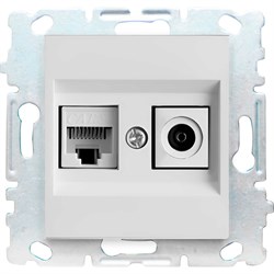 Двойная розетка для сетевого кабеля LAN + TV Vesta Electric Roma - фото 14825582