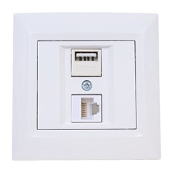 Розетка для USB + сетевого кабеля LAN Vesta Electric Roma - фото 14829791