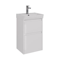 Тумба Lemark COMBI 45 см под 1 раковину, подвесная/напольная, 2 ящика, цвет корпуса, фасада: Белый глянец - фото 14833295