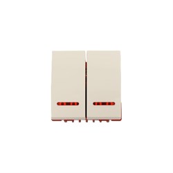 Двухклавишный двухконтактный выключатель LANMASTER LAN-EC45x45-SL22-WH - фото 14834143