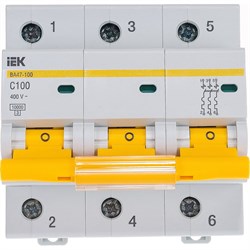 Модульный автомат IEK ВА 47-100 3п, C 100А, 10 кА - фото 14836405