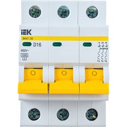 Автомат IEK ВА47-29 3п, D, 16А, 4.5кА - фото 14837951