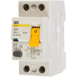 Узо IEK ВД1-63 2п, АС, 32А, 30мА - фото 14838611