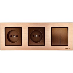 Двухклавишный выключатель + розетки Vesta Electric Комплект-3 - фото 14853714