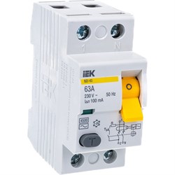 Узо IEK ВД1-63 2п, AC, 63А, 100мА - фото 14872298