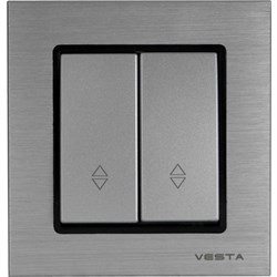 Реверсивный двухклавишный выключатель Vesta Electric Exclusive Silver Metallic - фото 14875591