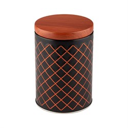 Круглая жестяная банка для сыпучих продуктов Mallony classico nero - фото 14886076