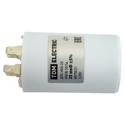 Конденсатор TDM ELECTRIC ДПС, 450В, 25мкФ, 5%, плоский разъем, - фото 14899994