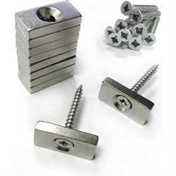 Неодимовый магнит-пластина Проф-магнит 16x8x3x6.2/3.2 зенк_10 - фото 14906584