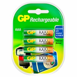 Батарейки аккумуляторные Ni-Mh мизинчиковые КОМПЛЕКТ 4 шт. AAA (HR03) 950 mAh, GP, 100AAAHC-2DECRC4 - фото 14907242