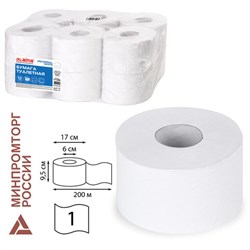 Бумага туалетная 200 м, LAIMA (T2), UNIVERSAL WHITE, 1-слойная, цвет белый, КОМПЛЕКТ 12 рулонов, 111335 - фото 14911054