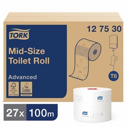 Бумага туалетная 100 м, TORK (Система Т6), комплект 27 шт., Advanced, 2-слойная, белая, 127530 - фото 14911064