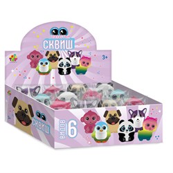 Игрушка-антистресс "Глазастый сквиш. Животные", 8х9 см, ассорти 6 видов, 1TOY, Т26310 - фото 14917628