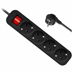 Удлинитель сетевой DEFENDER G450, 4 розетки, c заземлением, выключатель, 10А, длина 5 м, черный, 99339 - фото 14919265