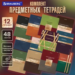 Тетради предметные, КОМПЛЕКТ 12 ПРЕДМЕТОВ, 48 л., матовая ламинация, фольга, BRAUBERG "GOLDY", 405178 - фото 14922859