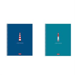 Тетрадь А5, 96 л., HATBER, гребень, клетка, Soft-touch ламинация, "Lighthouse" (микс в спайке), 089770, 96Т5лВ1гр - фото 14922931