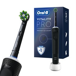 Зубная щетка электрическая ORAL-B (Орал-би) Vitality Pro, ЧЕРНАЯ, 1 насадка, 80367641 - фото 14922956