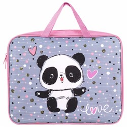 Папка на молнии с ручками BRAUBERG А4, 1 отделение, полиэстер, 80 мм, "Funny panda", 271127 - фото 14924603