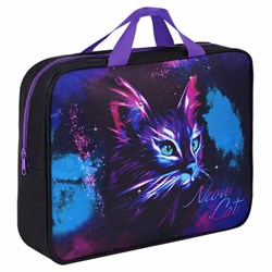 Папка на молнии с ручками BRAUBERG А4, 1 отделение, полиэстер, 80 мм, "Neon cat", 271482 - фото 14924606