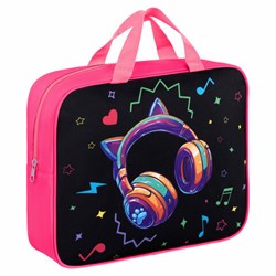 Папка на молнии с ручками BRAUBERG А4, 1 отделение, полиэстер, 80 мм, "Headphones", 273302 - фото 14927271