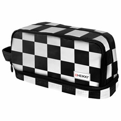 Пенал-органайзер HEIKKI (ХЕЙКИ) с ручкой, значки, 2 отделения, откидная планка, 22x13х10 см, "Black&White", 273601 - фото 14927385
